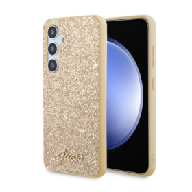 Samsung Galaxy S24 Guess PC/TPU Glitter Flakes Metal Logo pouzdro zlatá