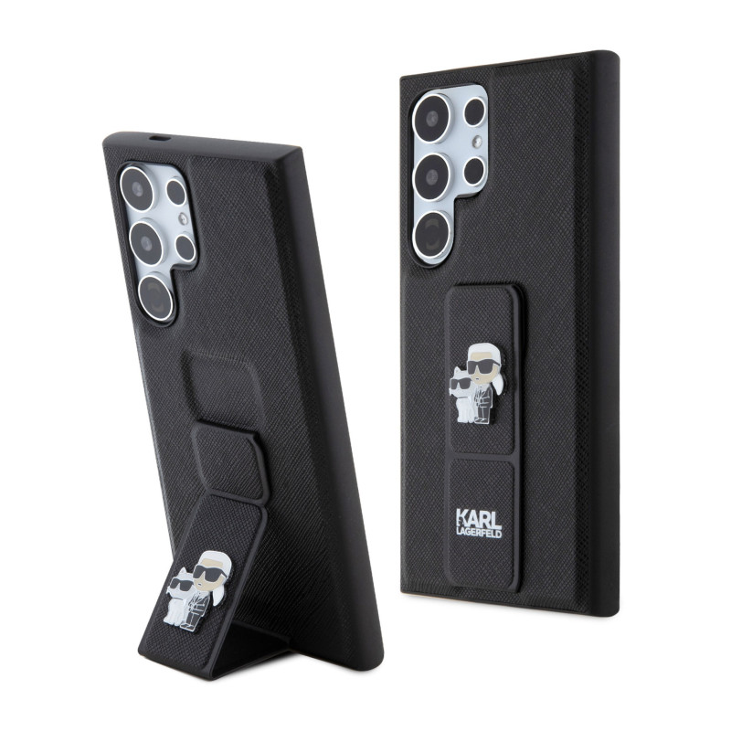 Samsung Galaxy S24 Ultra Karl Lagerfeld Saffiano Grip Stand Metal Logo puzdro čierna