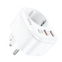 hoco. NS3 multifunctional charger Type C PD 20W + 2x USB QC3.0 3A + Socket white weiss