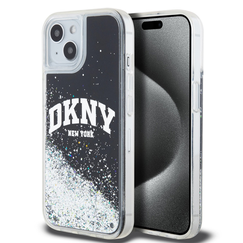 DKNY Liquid Glitter Arch Logo pouzdro pro iPhone 14 černá