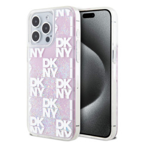 DKNY Liquid Glitter Checkered Pattern puzdro pre iPhone 15 Pro Max ružová