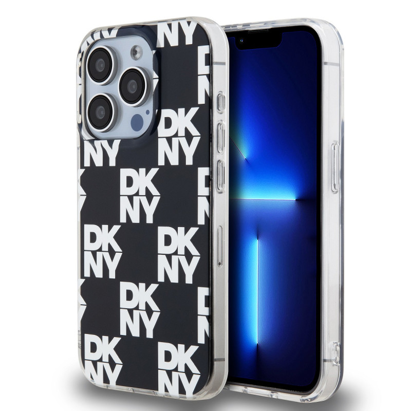 DKNY PC/TPU Checkered Pattern ügyében iPhone 15 Pro fekete