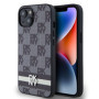 DKNY PU Leather Checkered Pattern and Stripe Case for iPhone 13 black