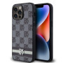DKNY PU Leather Checkered Pattern and Stripe ügyében iPhone 15 Pro Max fekete