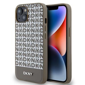 DKNY PU Leather Repeat Pattern Bottom Stripe Fall für iPhone 15 braun
