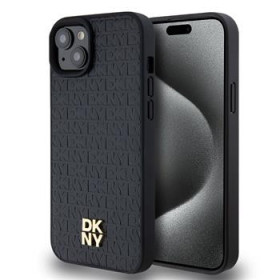 DKNY PU Leather Repeat Pattern Stack Logo Magsafe pouzdro pro iPhone 13 černá
