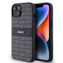 DKNY PU Leather Repeat Pattern Tonal Stripe Case for iPhone 14 black