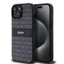 DKNY PU Leather Repeat Pattern Tonal Stripe puzdro pre iPhone 15 čierna