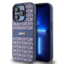 DKNY PU Leather Repeat Pattern Tonal Stripe Case for iPhone 15 Pro blue