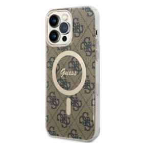 Guess IML 4G MagSafe Case for iPhone 14 Pro Max brown