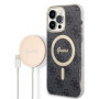 Guess 4G MagSafe pouzdro + bezdrátová nabíječka pro iPhone 14 Pro Max černá