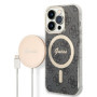 Guess 4G MagSafe pouzdro + bezdrátová nabíječka pro iPhone 14 Pro černá