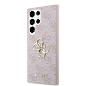 Guess PU 4G Metal Logo pouzdro pro Samsung Galaxy S23 Ultra růžová