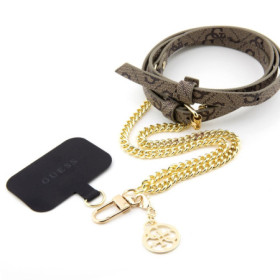 Guess Crossbody Strap PU 4G Chain with Charm golden/brown