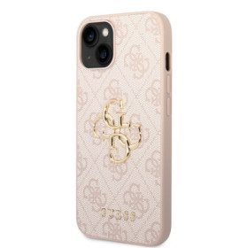 Guess PU 4G Metal Logo Case for iPhone 14 pink