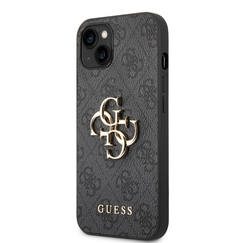 Guess PU 4G Metal Logo Case for iPhone 14 Plus gray