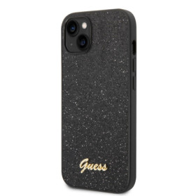 Guess PC/TPU Glitter Flakes Metal Logo pouzdro pro iPhone 14 černá