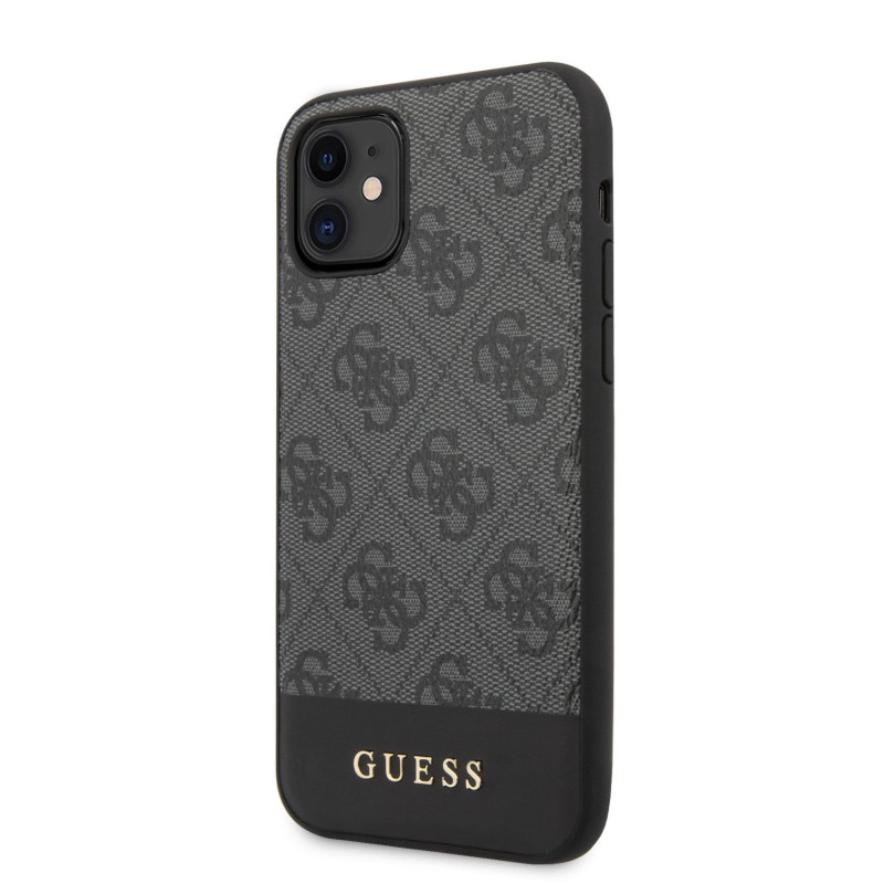 Guess PU 4G Stripe pouzdro pro iPhone 11 šedá