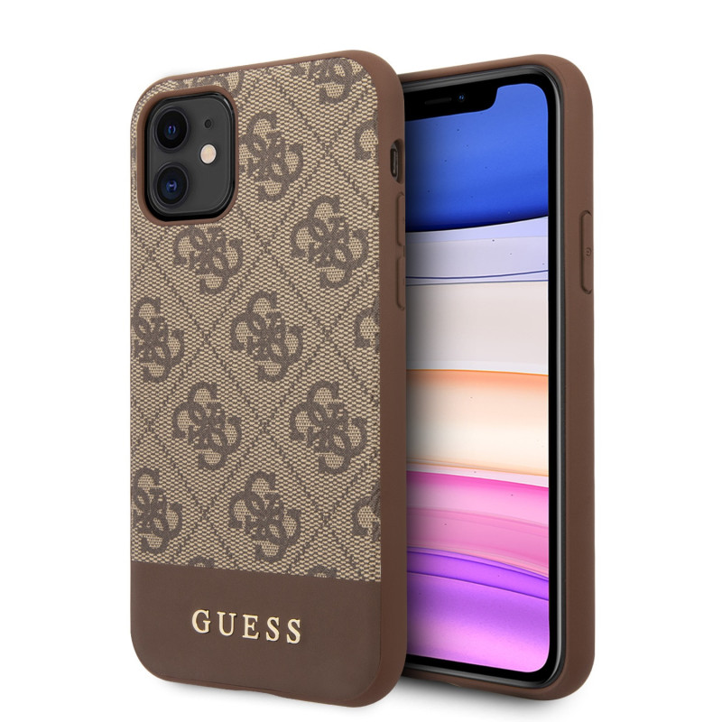 Guess PU 4G Stripe Case for iPhone 11 brown