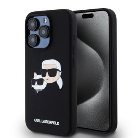 Karl Lagerfeld Liquid Silicone Double Heads MagSafe Fall für iPhone 15 Pro schwarz
