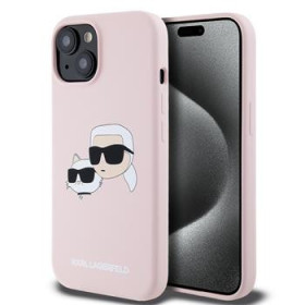 Karl Lagerfeld Liquid Silicone Double Heads MagSafe Case for iPhone 15 pink