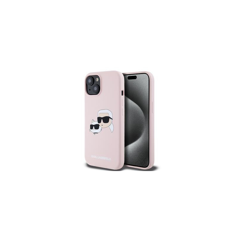 Karl Lagerfeld Liquid Silicone Double Heads MagSafe Fall für iPhone 15 pink