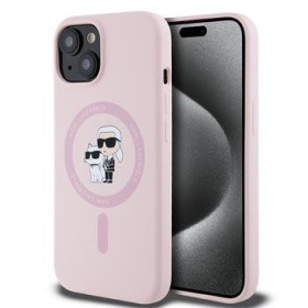 Karl Lagerfeld Liquid Silicone Karl and Choupette MagSafe Fall für iPhone 15 pink