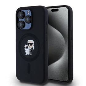Karl Lagerfeld Liquid Silicone Karl and Choupette MagSafe Case for iPhone 15 Pro black