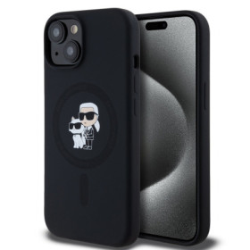Karl Lagerfeld Liquid Silicone Karl and Choupette MagSafe Fall für iPhone 14 schwarz