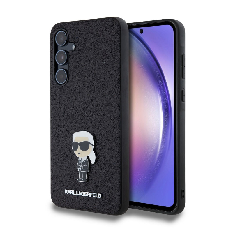 Karl Lagerfeld Fixed Glitter Metal Ikonik pouzdro pro Samsung Galaxy A55 5G černá