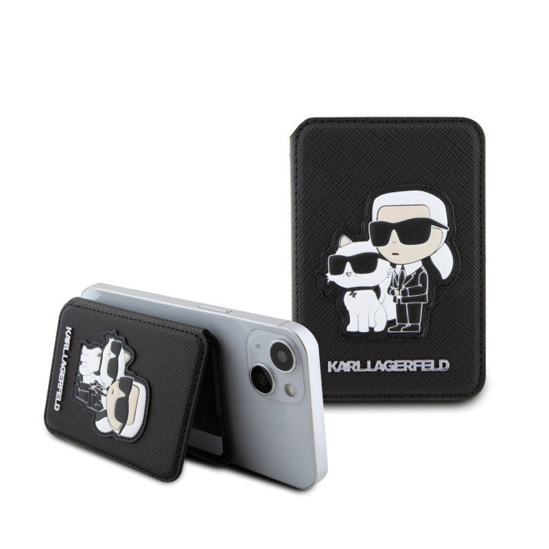 Karl Lagerfeld Karl and Choupette MagSafe Kartenetui a stojan schwarz