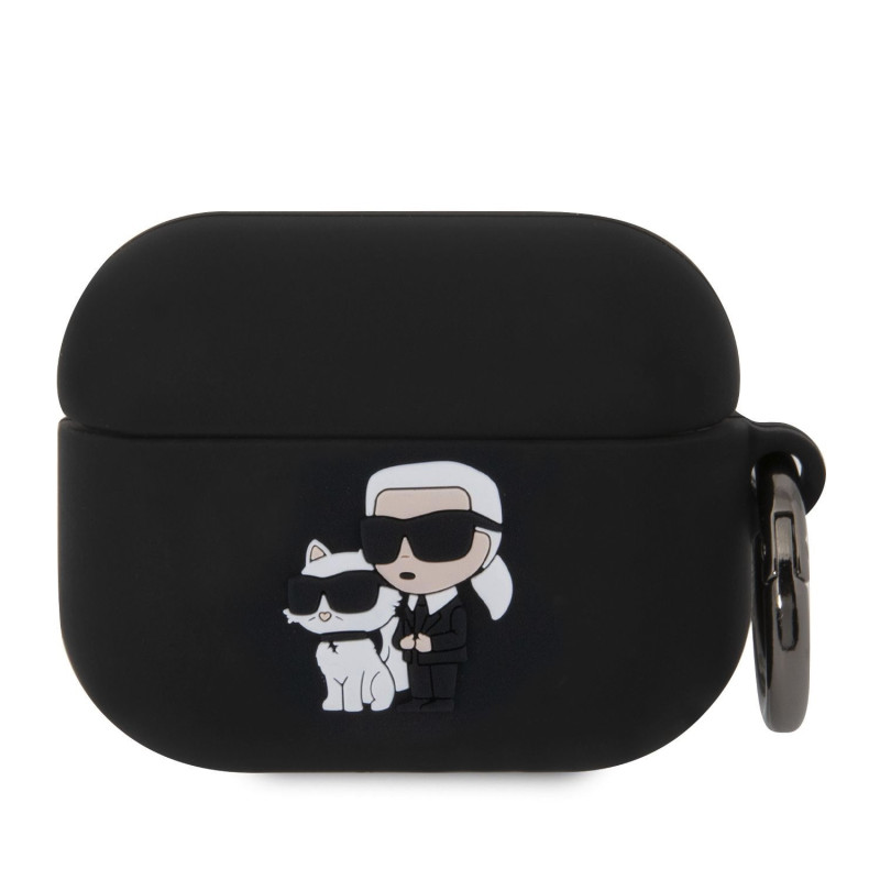 Karl Lagerfeld 3D Logo NFT Karl and Choupette Silicone puzdro pre AirPods Pro čierna