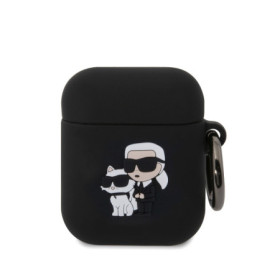 Karl Lagerfeld 3D Logo NFT Karl and Choupette Silicone pouzdro pro AirPods 1/2 černá