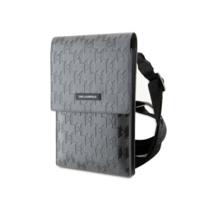 Karl Lagerfeld Saffiano Monogram Handytasche silber