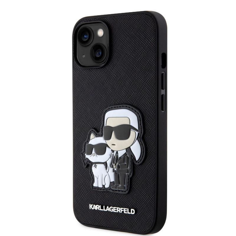 Karl Lagerfeld PU Saffiano Karl and Choupette NFT puzdro pre iPhone 13 čierna