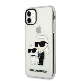Karl Lagerfeld IML Glitter Karl and Choupette NFT pouzdro pro iPhone 11 transparentní