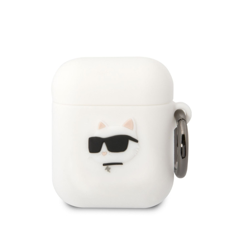 Karl Lagerfeld 3D Logo NFT Choupette Head Silicone pouzdro pro AirPods 1/2 bílá