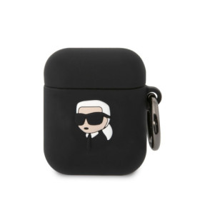 Karl Lagerfeld 3D Logo NFT Karl Head Silicone pouzdro pro AirPods 1/2 černá