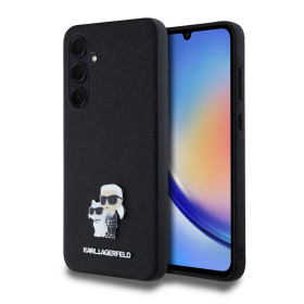 Samsung Galaxy A35 5G Karl Lagerfeld PU Saffiano Metal Karl and Choupette Case black